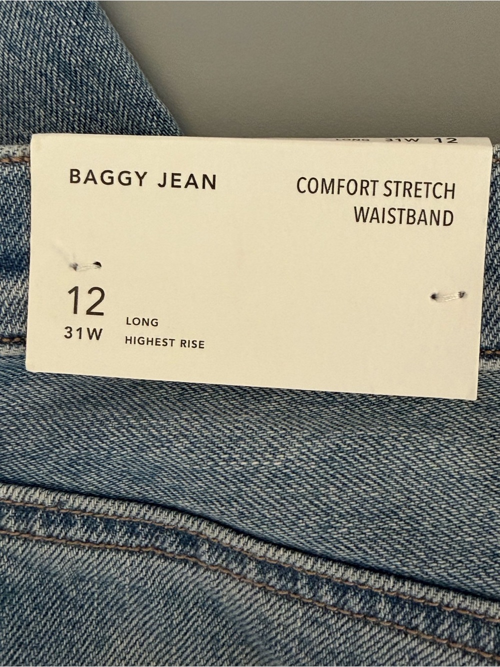 American Eagle Women’s  Baggy Jeans Size 12 Long High Rise Comfort Stretch NWT - Picture 9 of 10